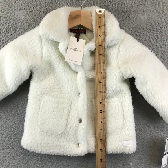 New 7 For All Man Kind Baby’s Sherpa Button Up Jacket White Sz 18M - Picture 6 of 11